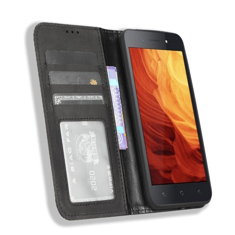 For Itel A18 Magnetic Buckle Retro Texture Leather Phone Case