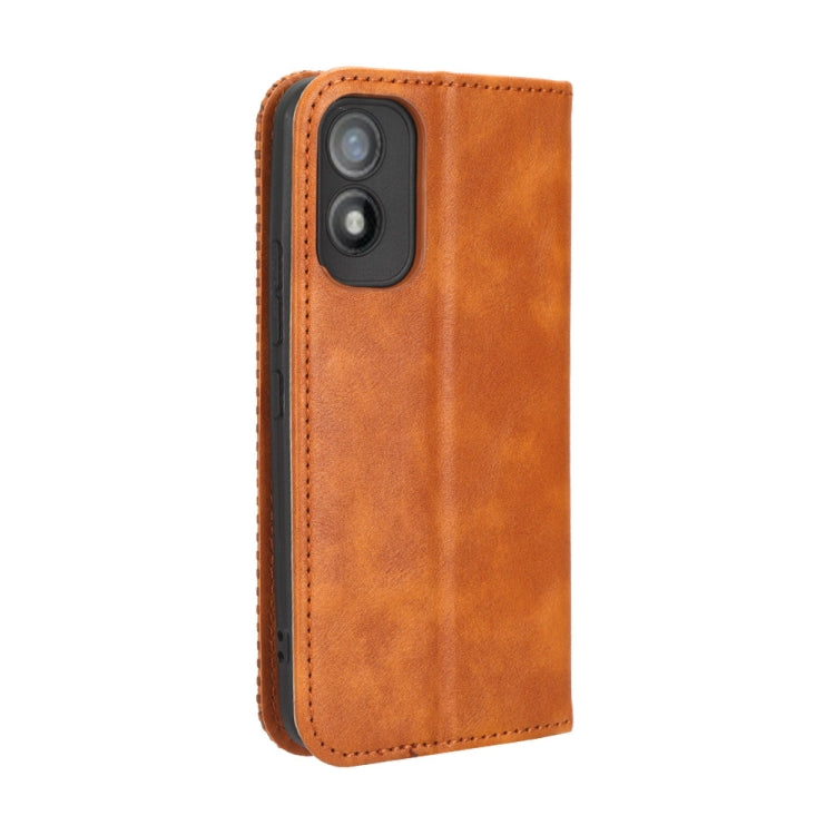 For Itel A18 Magnetic Buckle Retro Texture Leather Phone Case