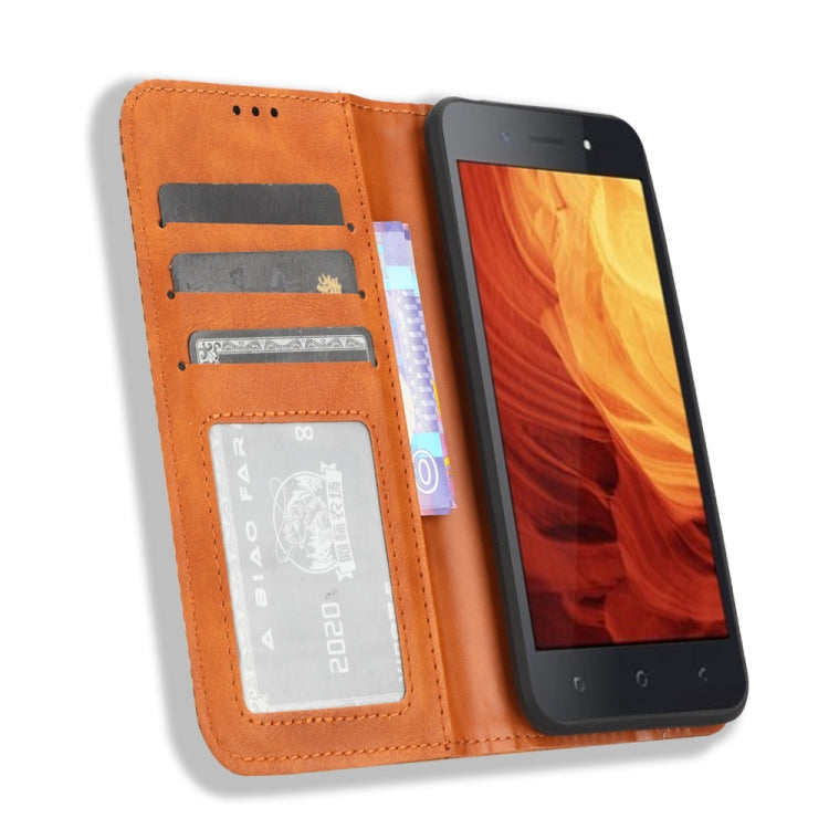 For Itel A18 Magnetic Buckle Retro Texture Leather Phone Case