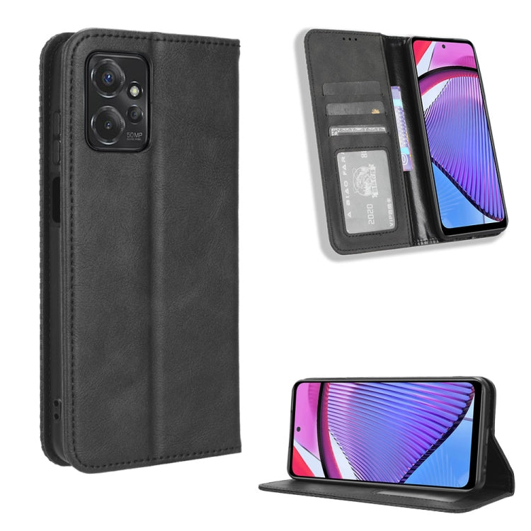 For Motorola Moto G Power 2023 Magnetic Buckle Retro Texture Leather Phone Case