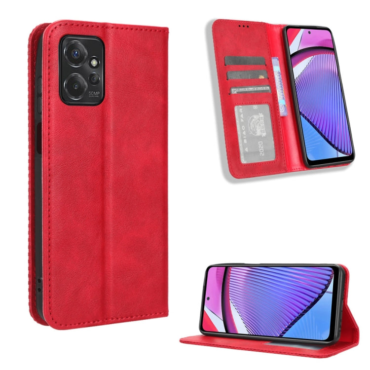 For Motorola Moto G Power 2023 Magnetic Buckle Retro Texture Leather Phone Case
