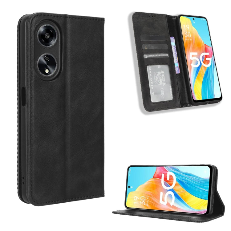 For OPPO A1 5G Magnetic Buckle Retro Texture Leather Phone Case