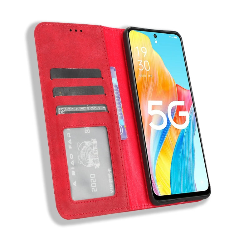 For OPPO A1 5G Magnetic Buckle Retro Texture Leather Phone Case