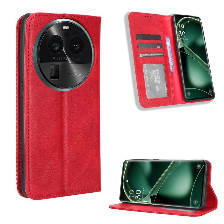 For OPPO Find X6 Pro Magnetic Buckle Retro Texture Leather Phone Case