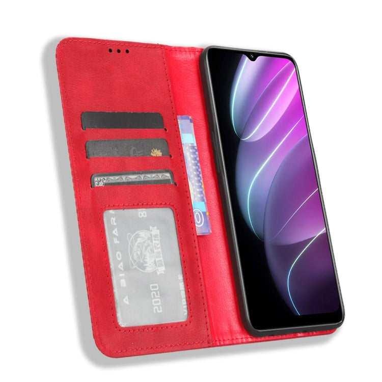 For Realme V30 / V30t 5G Magnetic Buckle Retro Texture Leather Phone Case