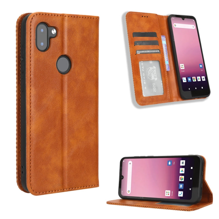 For Orbic Q10 4G Magnetic Buckle Retro Texture Leather Phone Case