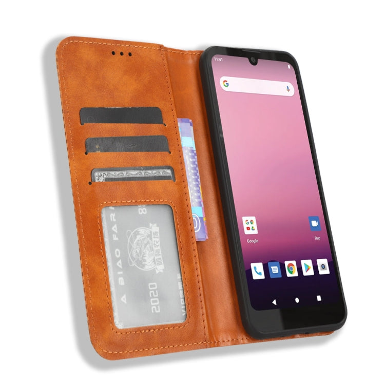 For Orbic Q10 4G Magnetic Buckle Retro Texture Leather Phone Case