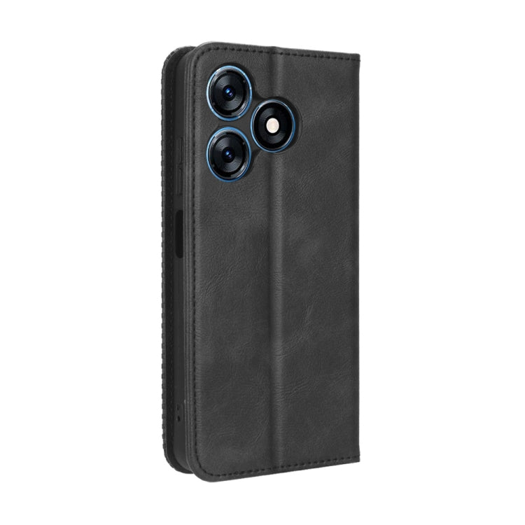 For Tecno Spark 10 4G Magnetic Buckle Retro Texture Leather Phone Case