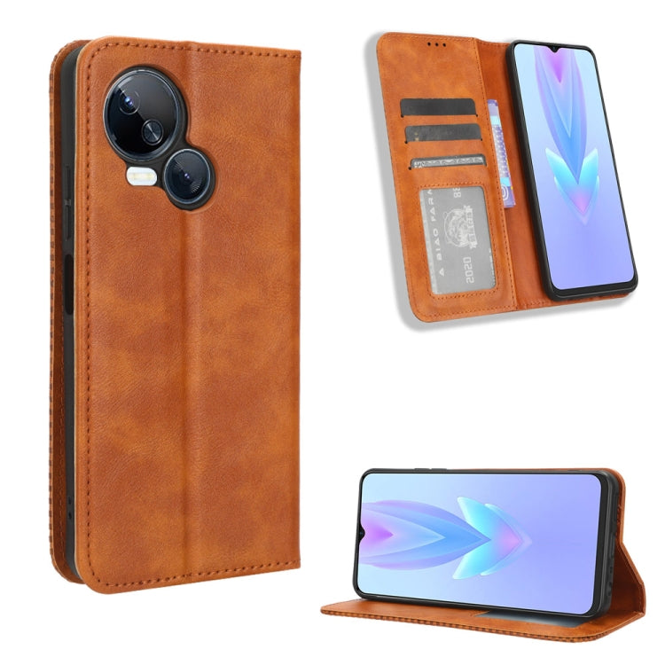 For Tecno Spark 10 5G Magnetic Buckle Retro Texture Leather Phone Case