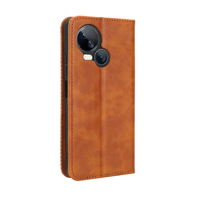 For Tecno Spark 10 5G Magnetic Buckle Retro Texture Leather Phone Case