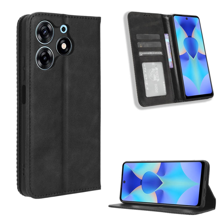 For Tecno Spark 10 Pro / K17 Magnetic Buckle Retro Texture Leather Phone Case