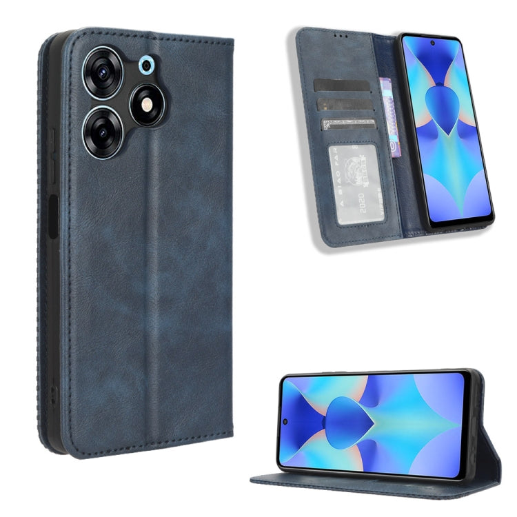 For Tecno Spark 10 Pro / K17 Magnetic Buckle Retro Texture Leather Phone Case