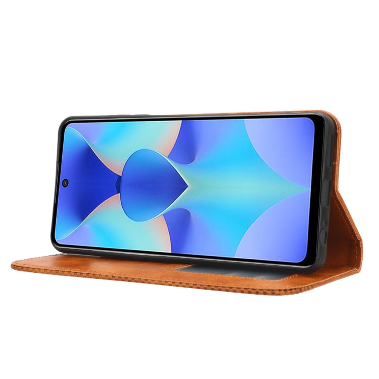 For Tecno Spark 10 Pro / K17 Magnetic Buckle Retro Texture Leather Phone Case