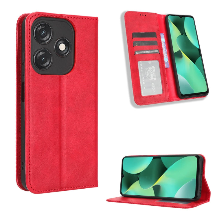 For Tecno Spark 10C Magnetic Buckle Retro Texture Leather Phone Case
