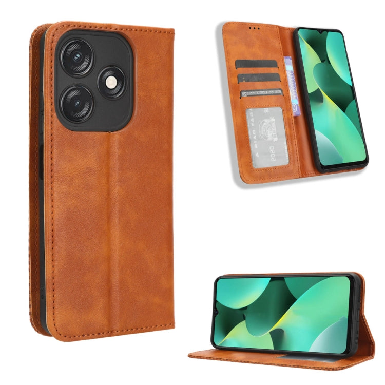 For Tecno Spark 10C Magnetic Buckle Retro Texture Leather Phone Case