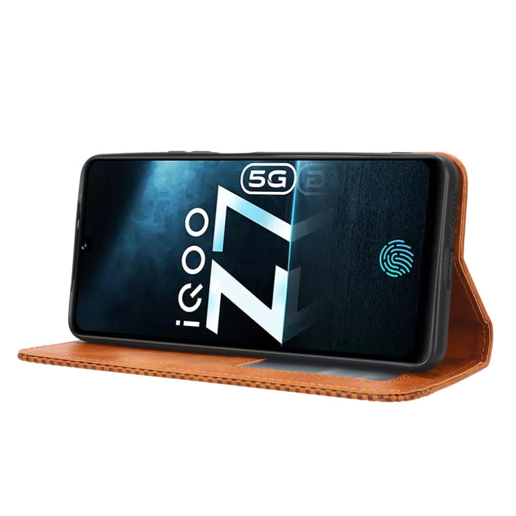 For vivo iQOO Z7x Magnetic Buckle Retro Texture Leather Phone Case