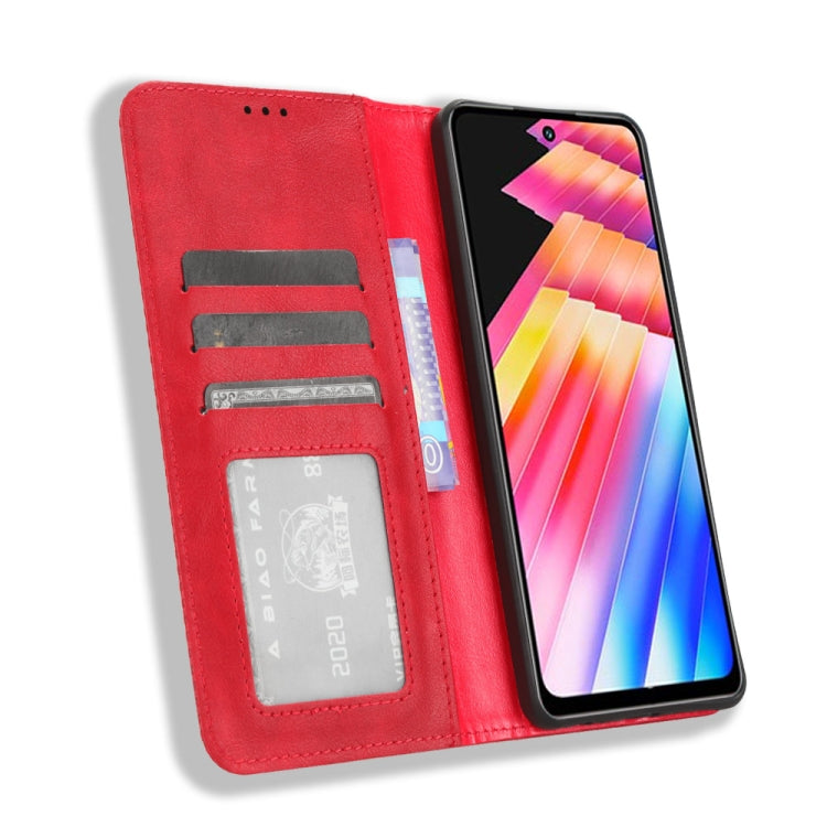 For Infinix Hot 30 4G X6831 Magnetic Buckle Retro Texture Leather Phone Case