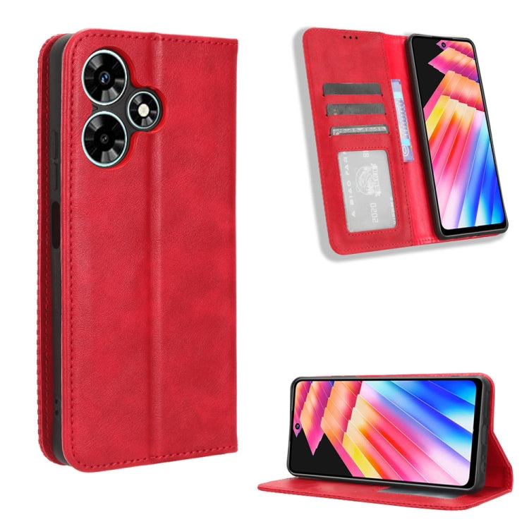 For Infinix Hot 30 Play Magnetic Buckle Retro Texture Leather Phone Case