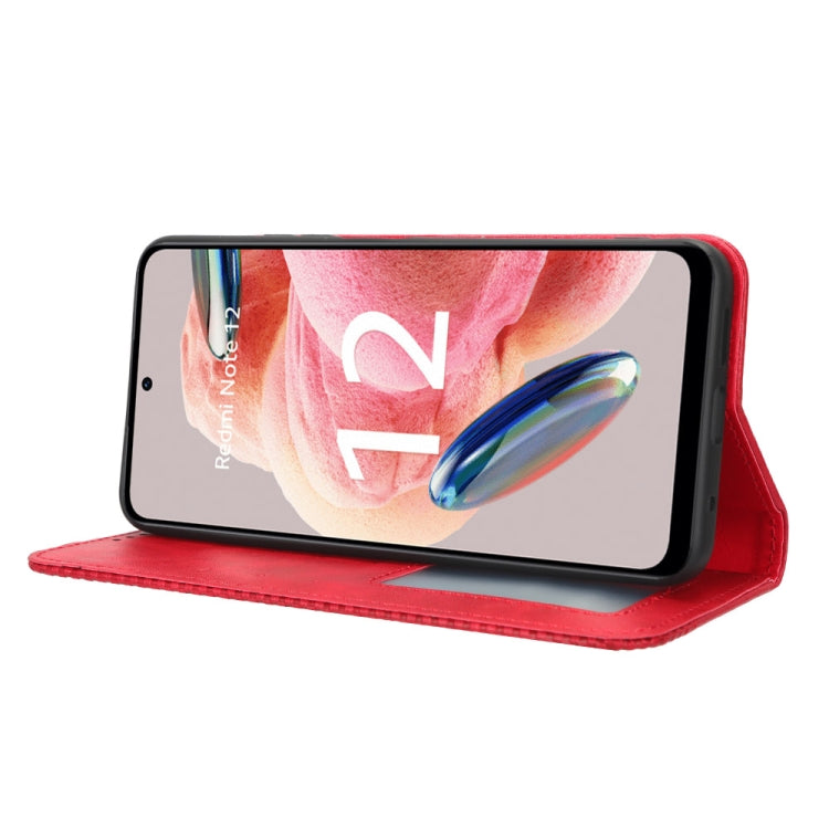 For Xiaomi Redmi Note 12 4G Global Magnetic Buckle Retro Texture Leather Phone Case