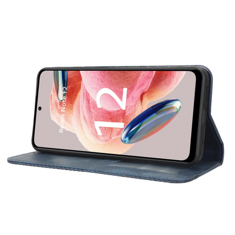 For Xiaomi Redmi Note 12 4G Global Magnetic Buckle Retro Texture Leather Phone Case