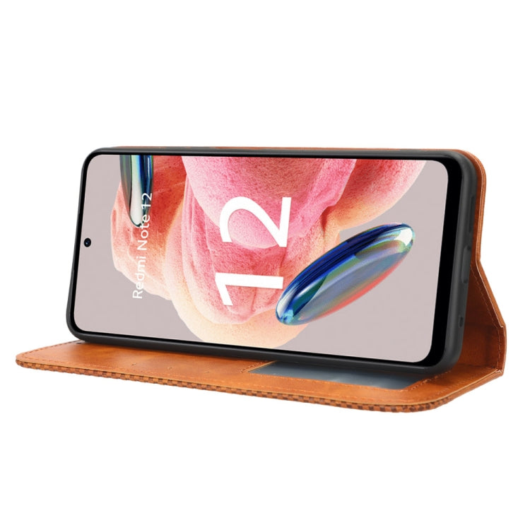 For Xiaomi Redmi Note 12 4G Global Magnetic Buckle Retro Texture Leather Phone Case