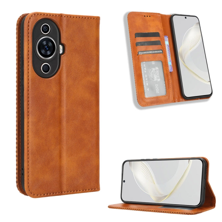 For Huawei nova 11 Magnetic Buckle Retro Texture Leather Phone Case