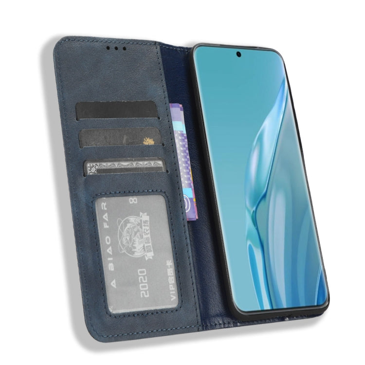 For Huawei P60 Art Magnetic Buckle Retro Texture Leather Phone Case