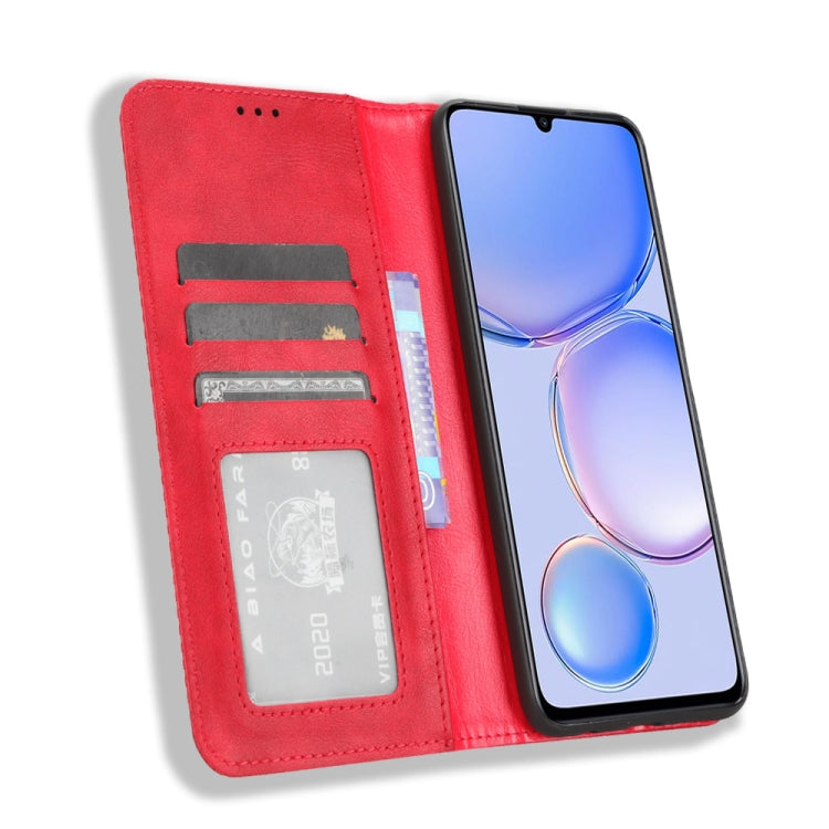 For Huawei Enjoy 60 4G Magnetic Buckle Retro Texture Leather Phone Case