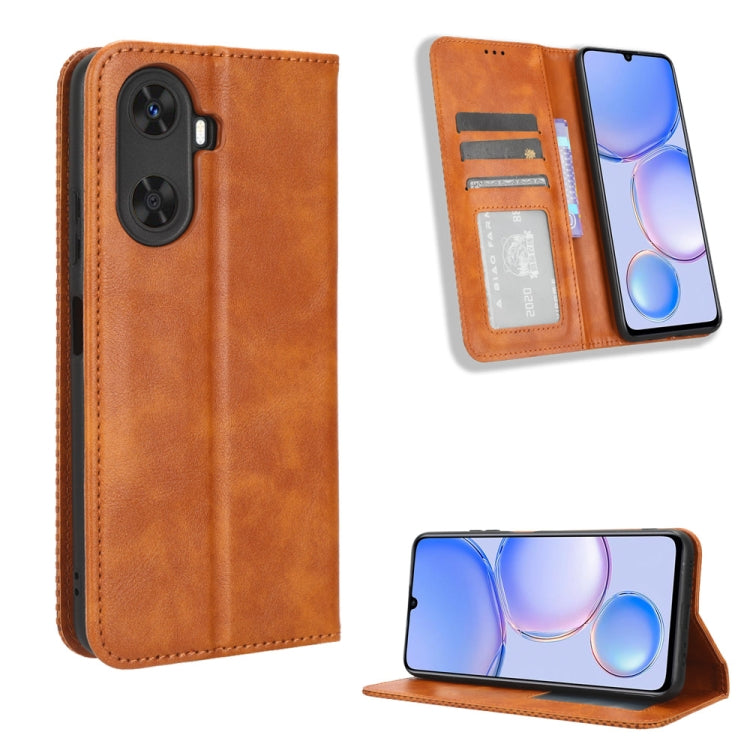 For Huawei Enjoy 60 4G Magnetic Buckle Retro Texture Leather Phone Case