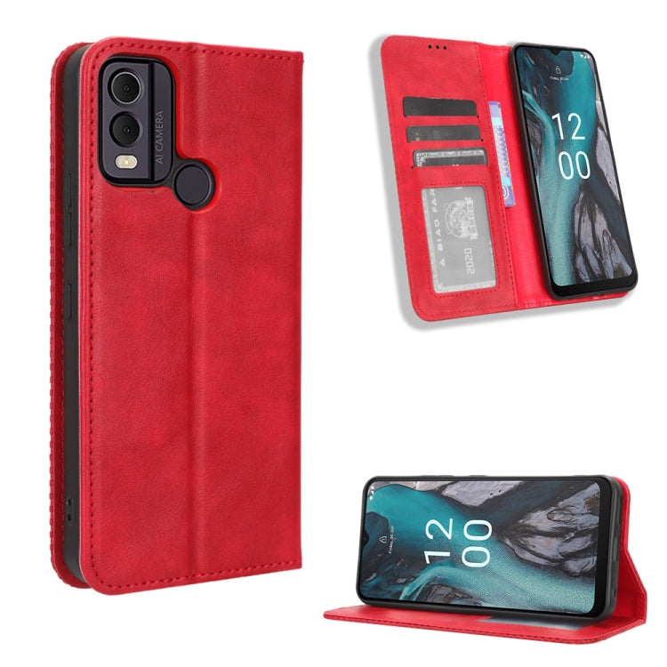 For Nokia C22 Magnetic Buckle Retro Texture Leather Phone Case