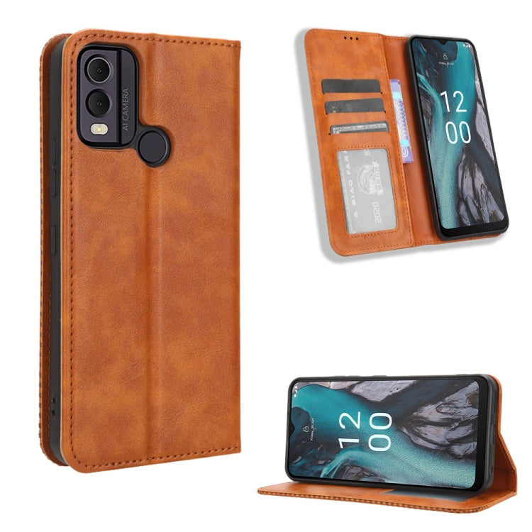 For Nokia C22 Magnetic Buckle Retro Texture Leather Phone Case