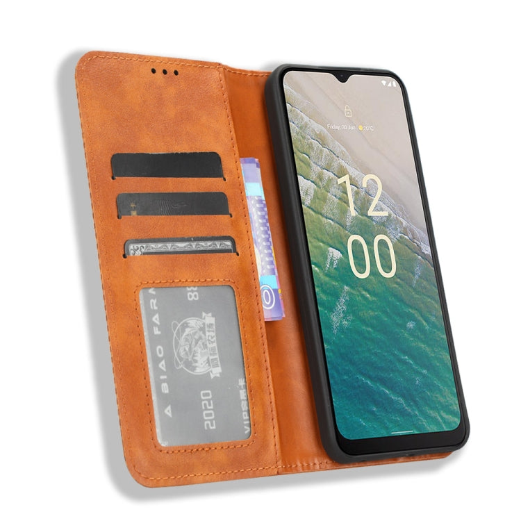 For Nokia C32 4G Magnetic Buckle Retro Texture Leather Phone Case