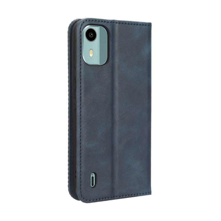 For Nokia C12 Magnetic Buckle Retro Texture Leather Phone Case