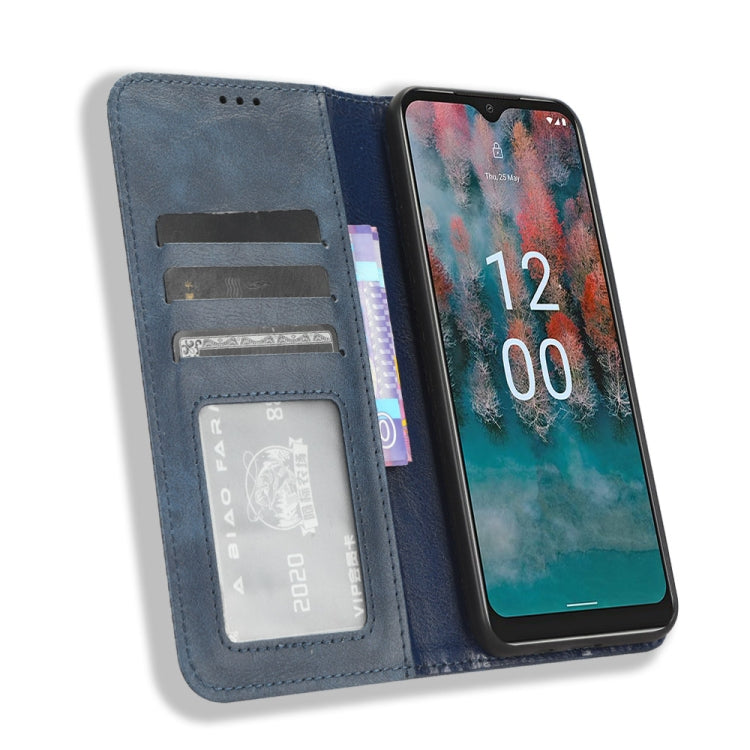 For Nokia C12 Magnetic Buckle Retro Texture Leather Phone Case