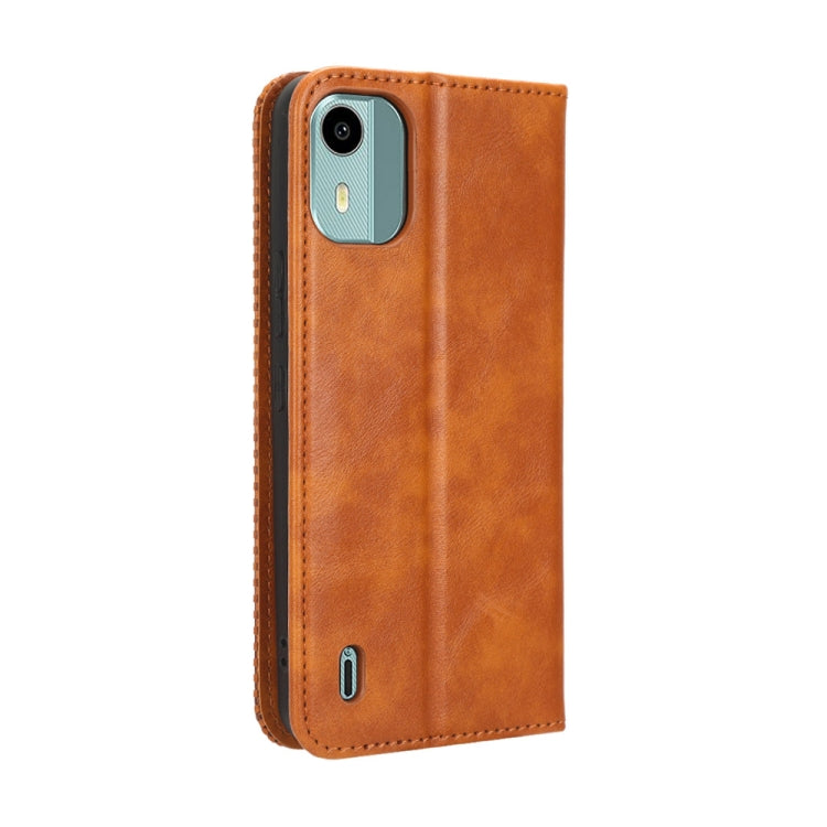 For Nokia C12 Magnetic Buckle Retro Texture Leather Phone Case