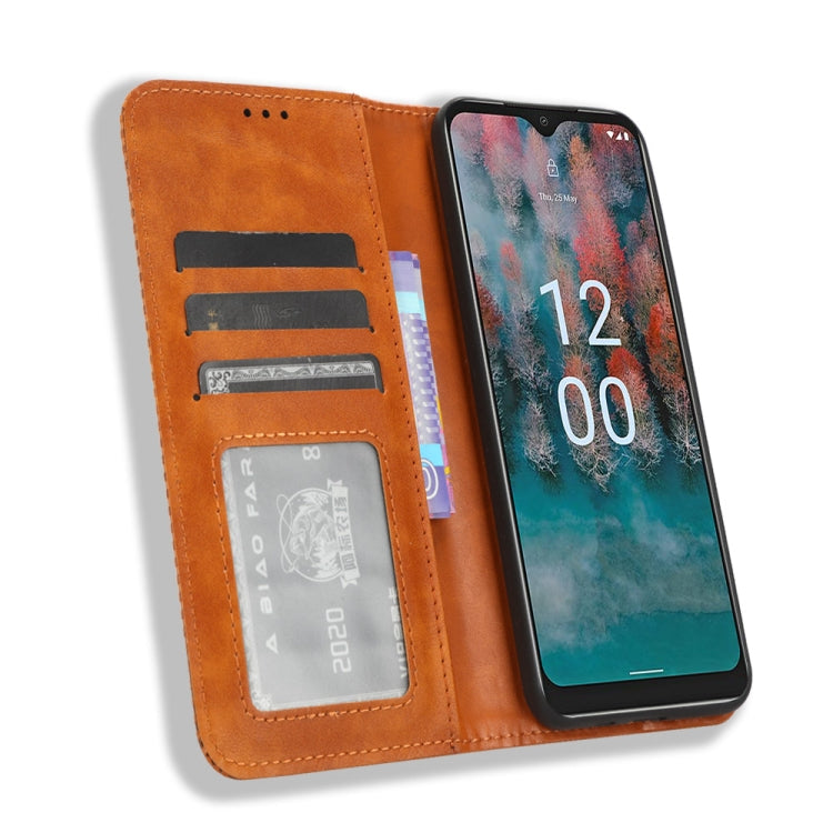For Nokia C12 Magnetic Buckle Retro Texture Leather Phone Case