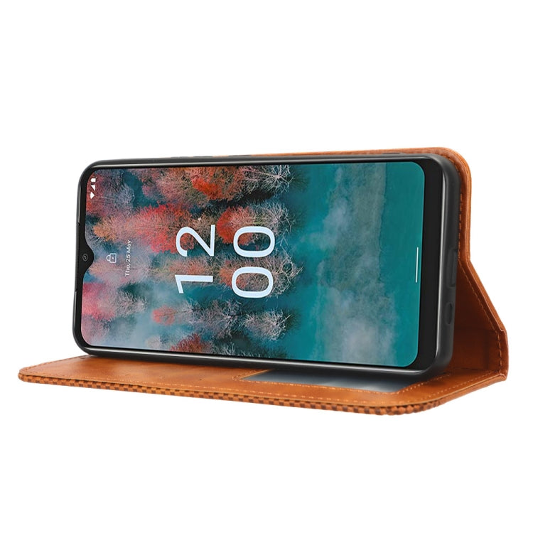 For Nokia C12 Magnetic Buckle Retro Texture Leather Phone Case