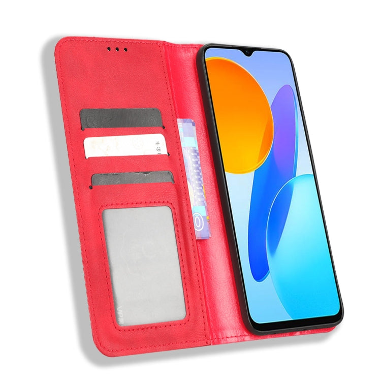 For Honor 70 Lite / X6 4G Magnetic Buckle Retro Texture Leather Phone Case