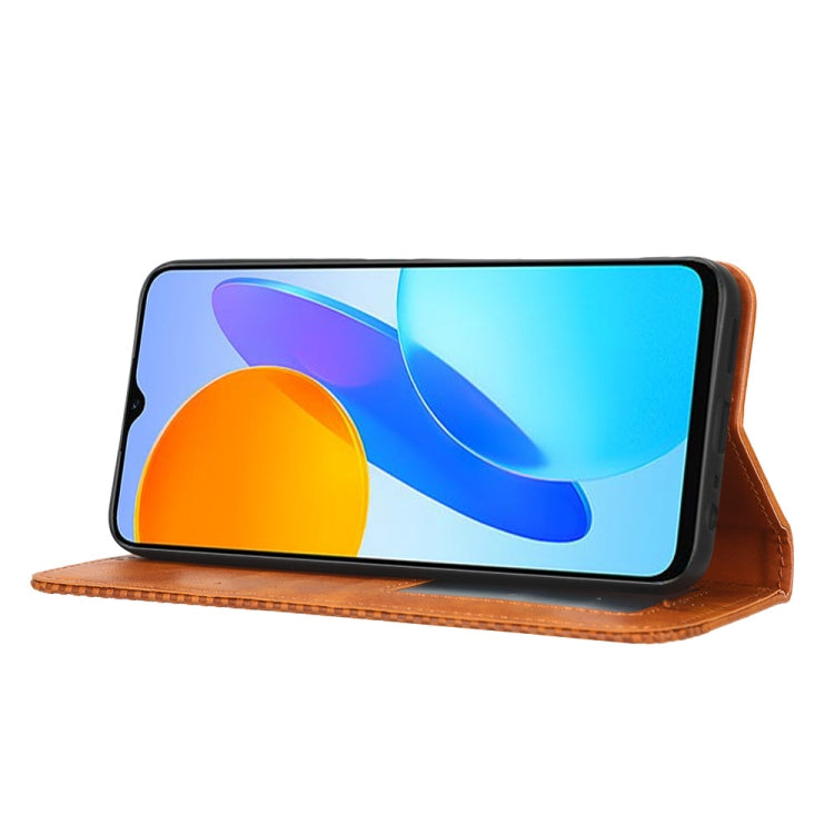 For Honor 70 Lite / X6 4G Magnetic Buckle Retro Texture Leather Phone Case