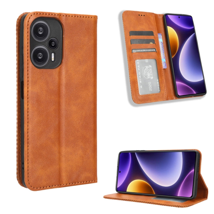 For Xiaomi Redmi Note 12 Turbo 5G Magnetic Buckle Retro Texture Leather Phone Case