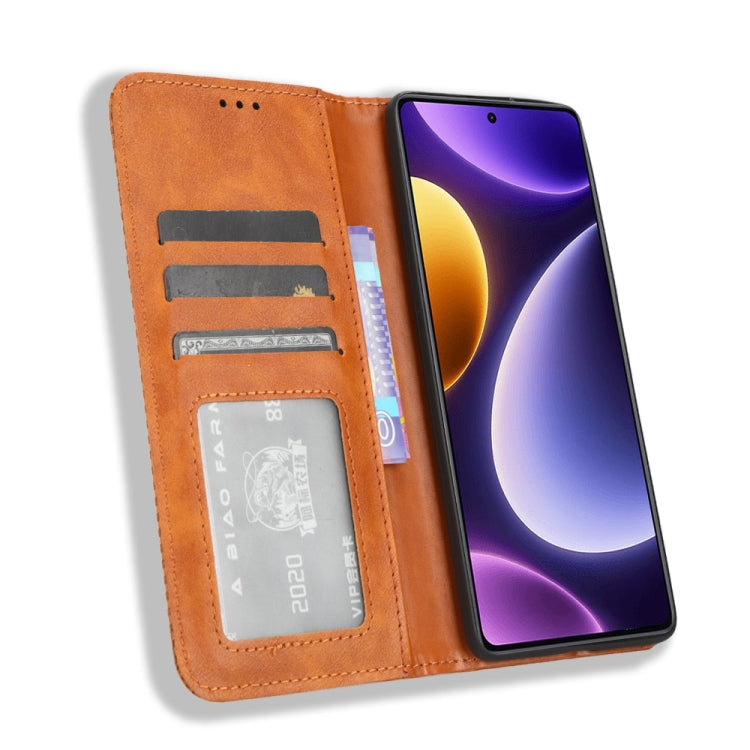 For Xiaomi Redmi Note 12 Turbo 5G Magnetic Buckle Retro Texture Leather Phone Case