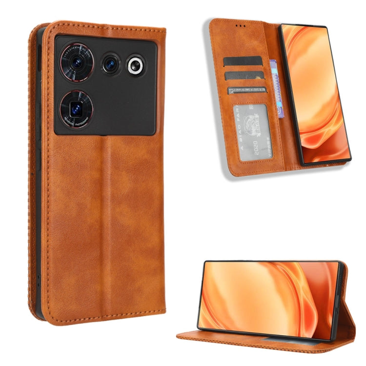 For ZTE Nubia Z50 Ultra Magnetic Buckle Retro Texture Leather Phone Case