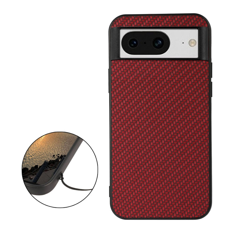 For Google Pixel 8 Carbon Fiber Texture PU Phone Case