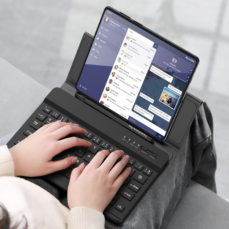 For Huawei Mate X3 GKK Magnetic Folding Bluetooth Keyboard Leather Case with Pen + Phone Case(Carbon Fibre Black)