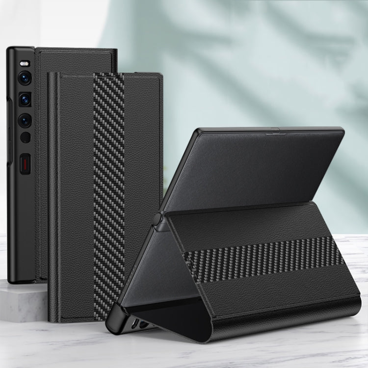 For Huawei Mate Xs 2 GKK Color Block Magnetic Shockproof Protective Leather Phone Case