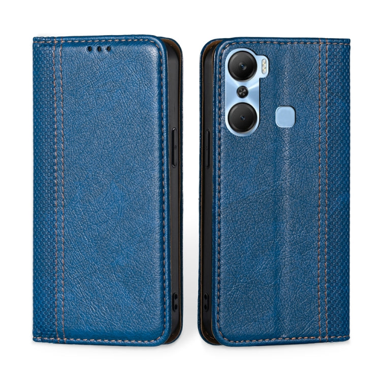 For Infinix Hot 12 Pro Grid Texture Magnetic Flip Leather Phone Case