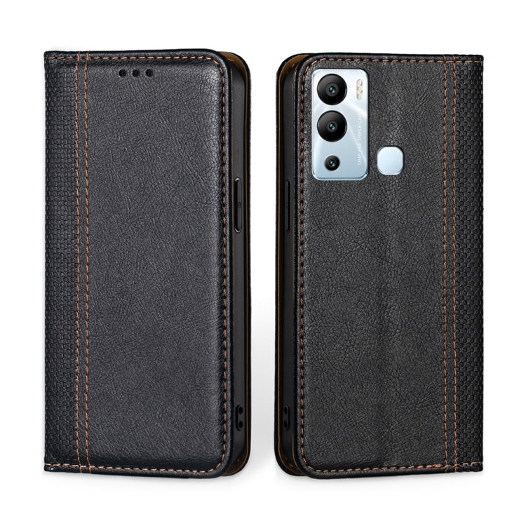 For Infinix Hot 12i Grid Texture Magnetic Flip Leather Phone Case