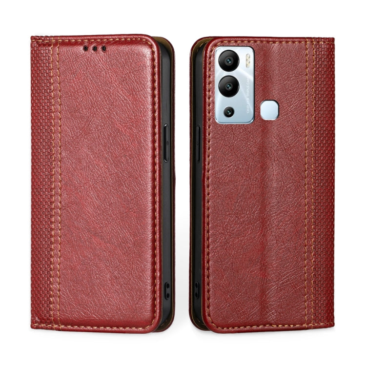 For Infinix Hot 12i Grid Texture Magnetic Flip Leather Phone Case