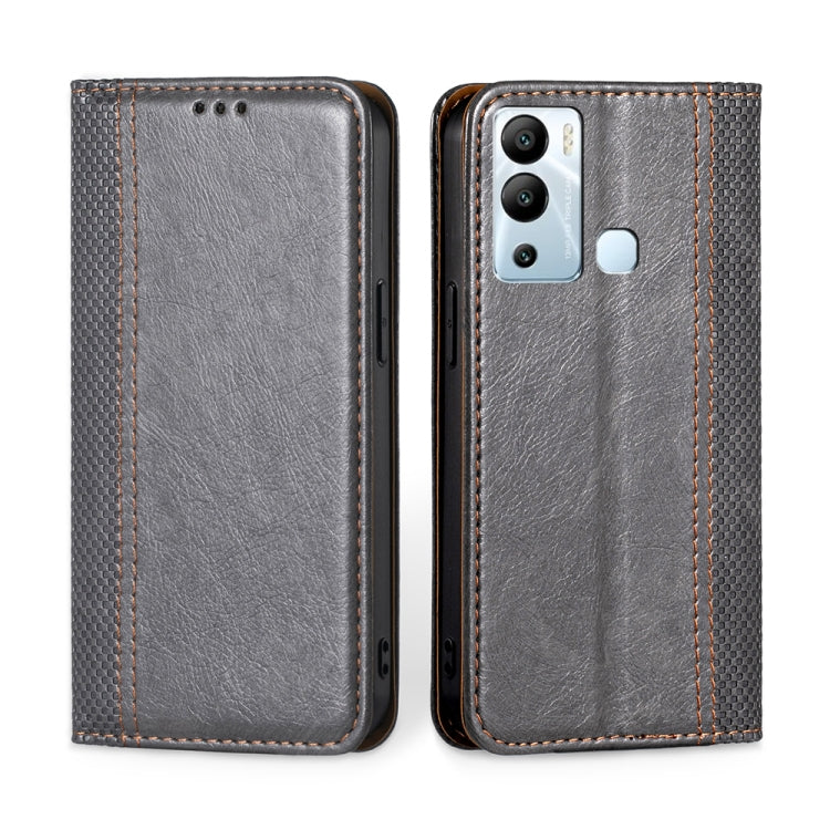 For Infinix Hot 12i Grid Texture Magnetic Flip Leather Phone Case