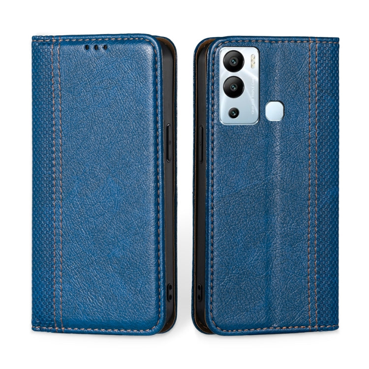 For Infinix Hot 12i Grid Texture Magnetic Flip Leather Phone Case